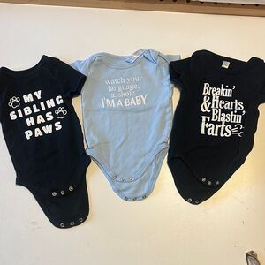 Humorous Baby Bodysuits Set - Black and Blue